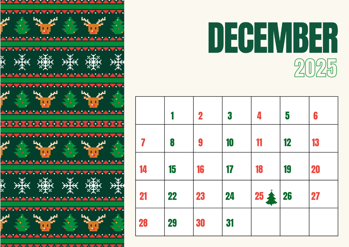 December 2025 Printable Calendar For Kids