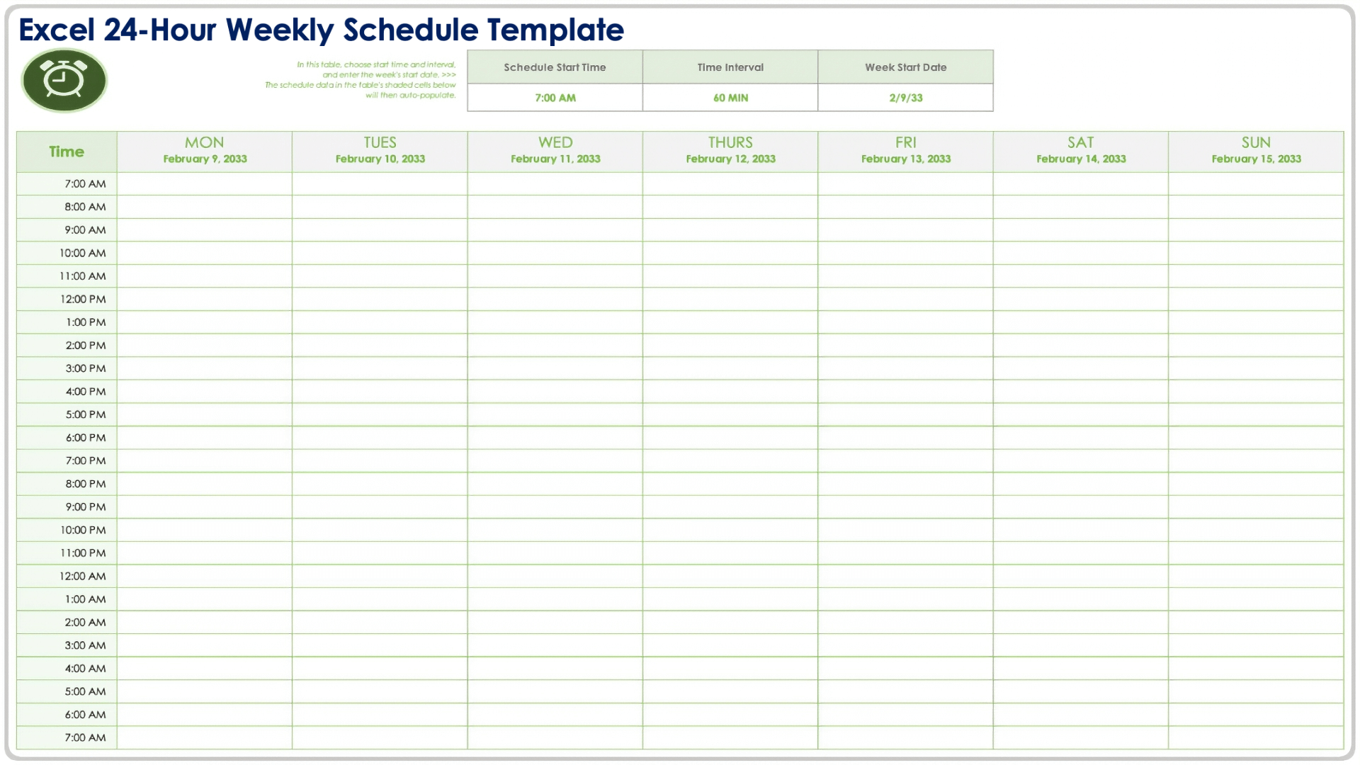 Printable Hourly Weekly Calendar