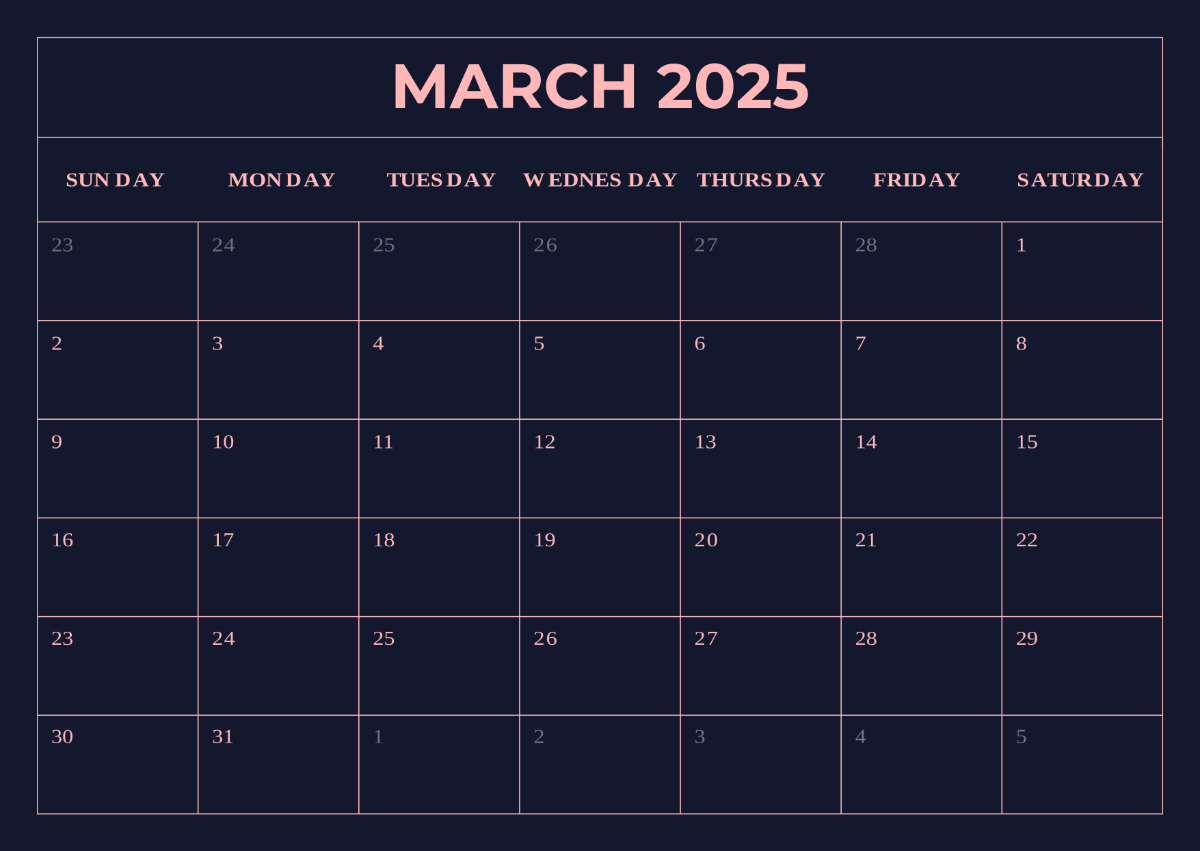 Free March 2025 Calendar With Moon Phases Template To Edit Online