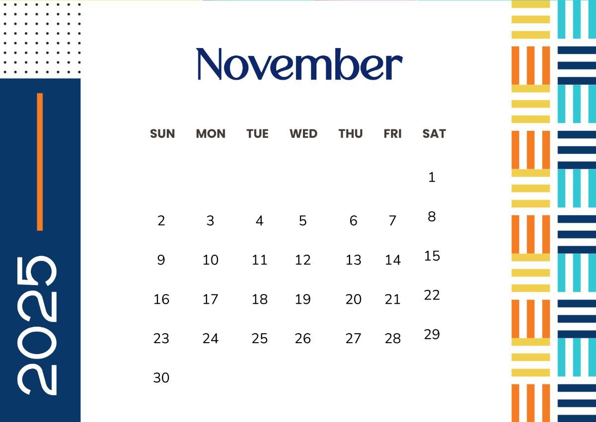 November 2025 Calendar With Holidays Usa Free Printable