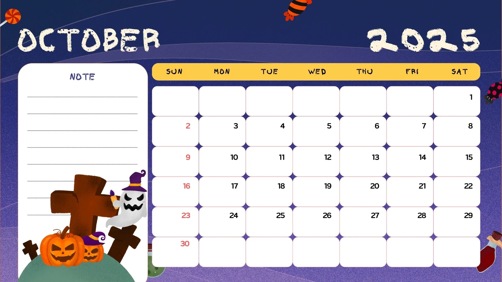 Free October 2025 Calendar Templates To Customize Canva