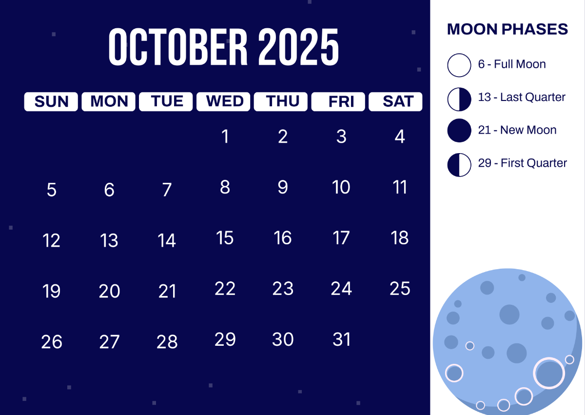 Printable Moon Phase Calendar October 2025 Printable Moon Phase Calendar October 2025