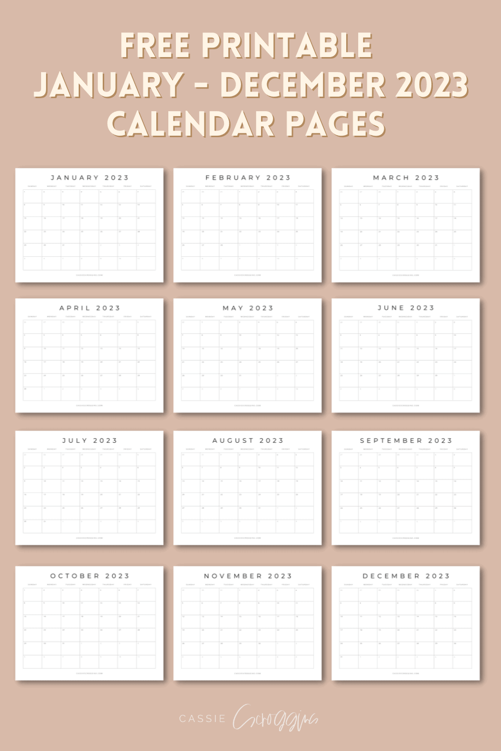 12 Month Printable Calendar One Page