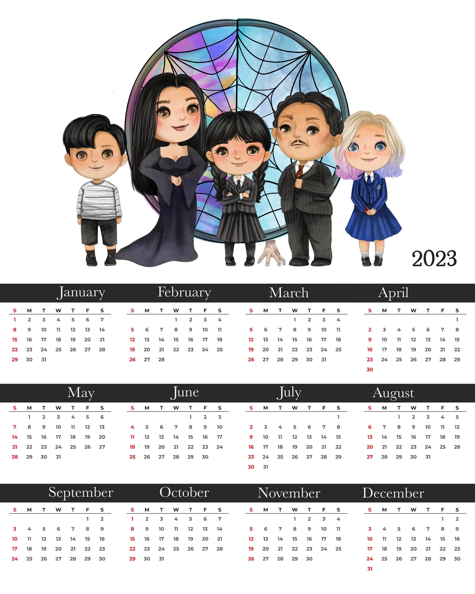 Free Printable 2023 Wednesday Addams Calendar The Cottage Market Free Printable 2023 Wednesday Addams Calendar The Cottage Market