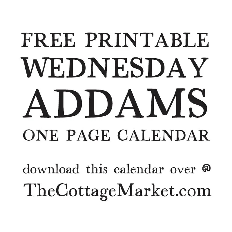 Free Printable 2023 Wednesday Addams Calendar The Cottage Market Free Printable 2023 Wednesday Addams Calendar The Cottage Market