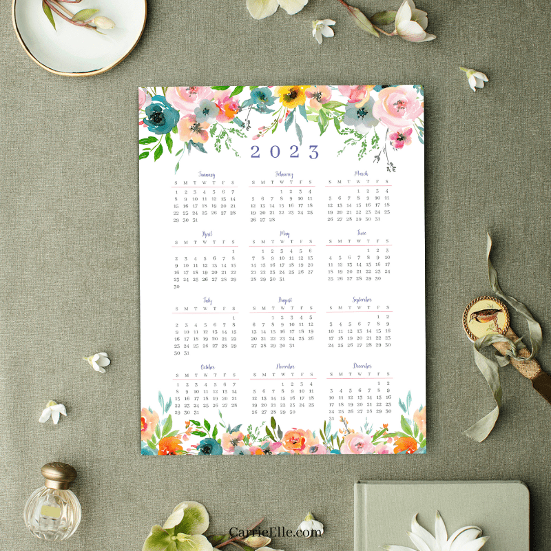 Free Printable Yearly Calendar