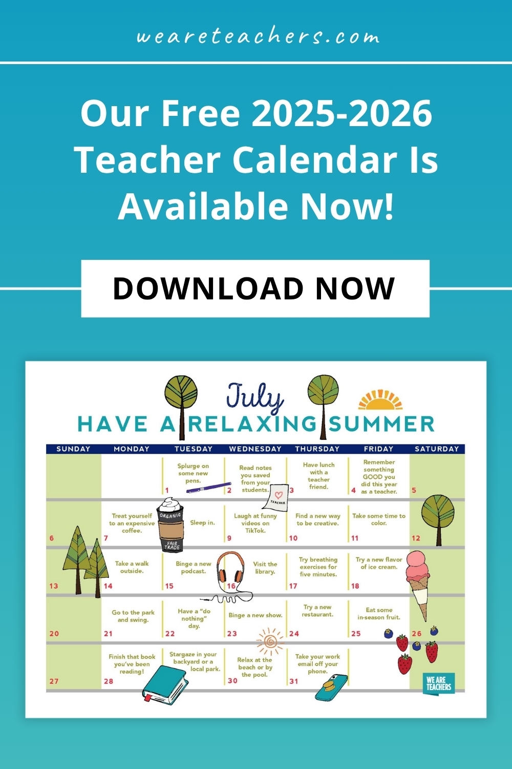 Free Printable Calendars For Teachers 2025