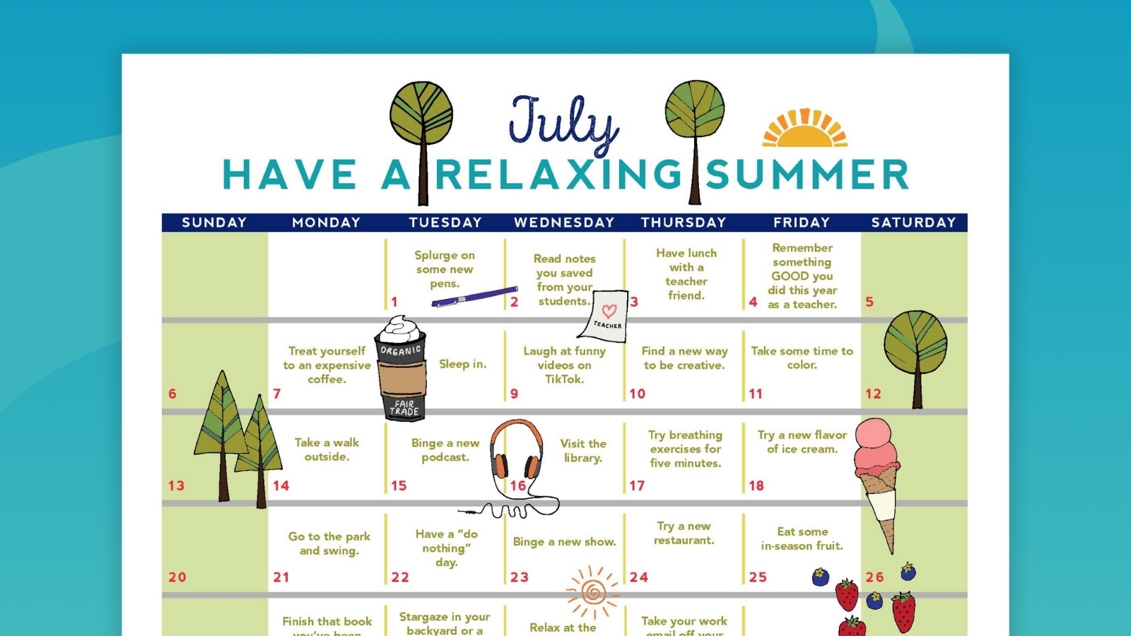 Summer Calendar 2025 Summer Calendar 2025 Printable