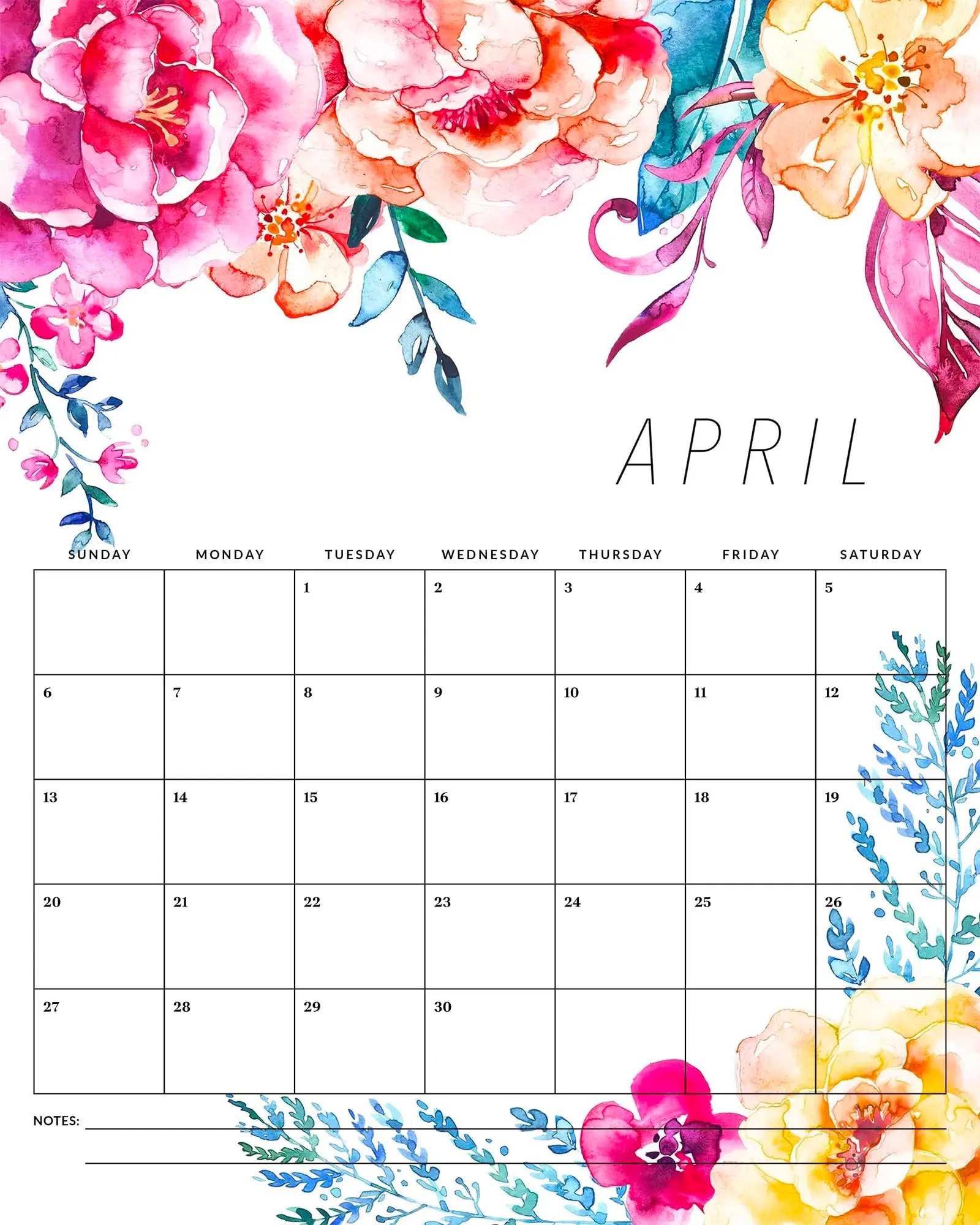 Free Printable 2025 Floral Calendar The Cottage Market