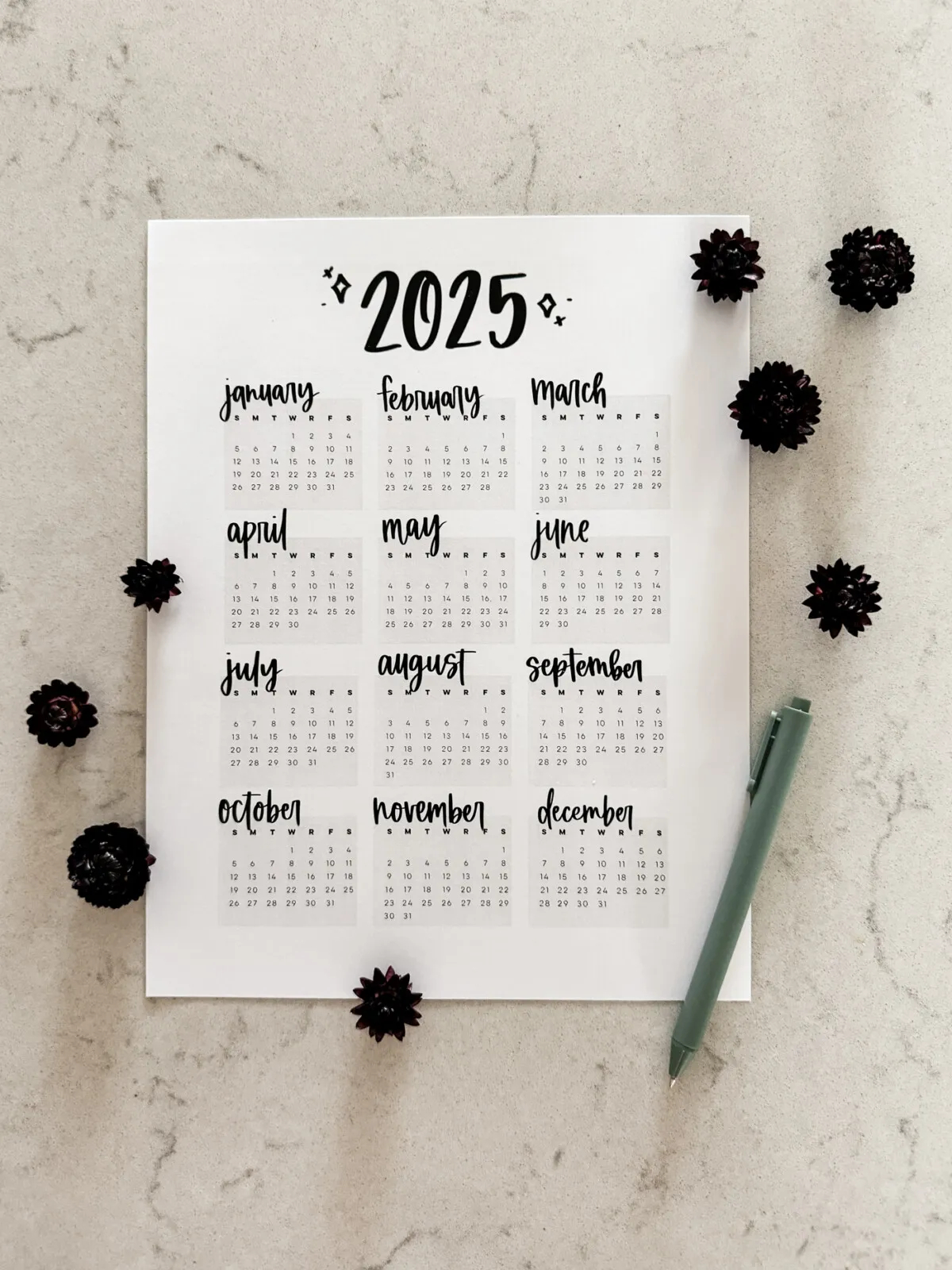 free printable calendars 2025 lemon thistle