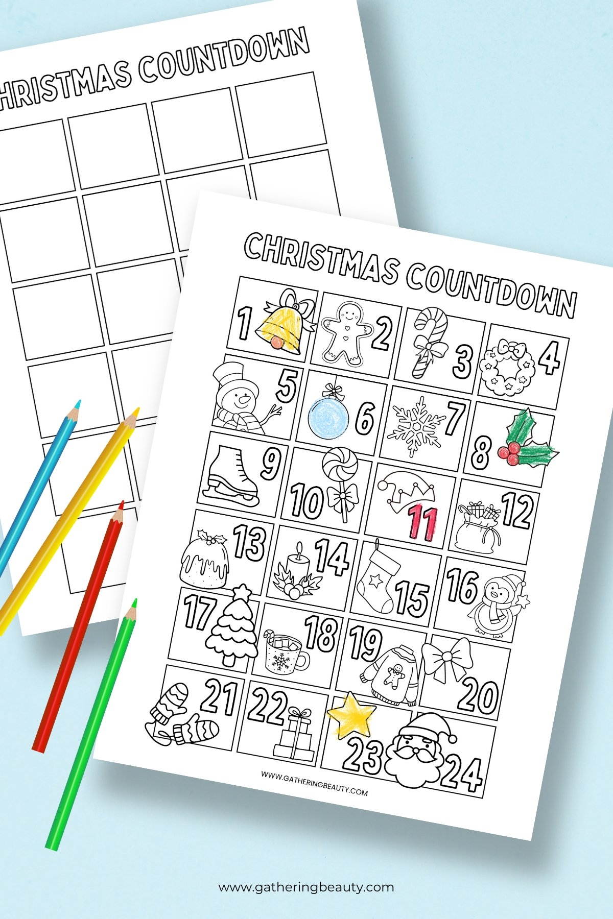Free Printable Christmas Countdown To Colour Gathering Beauty