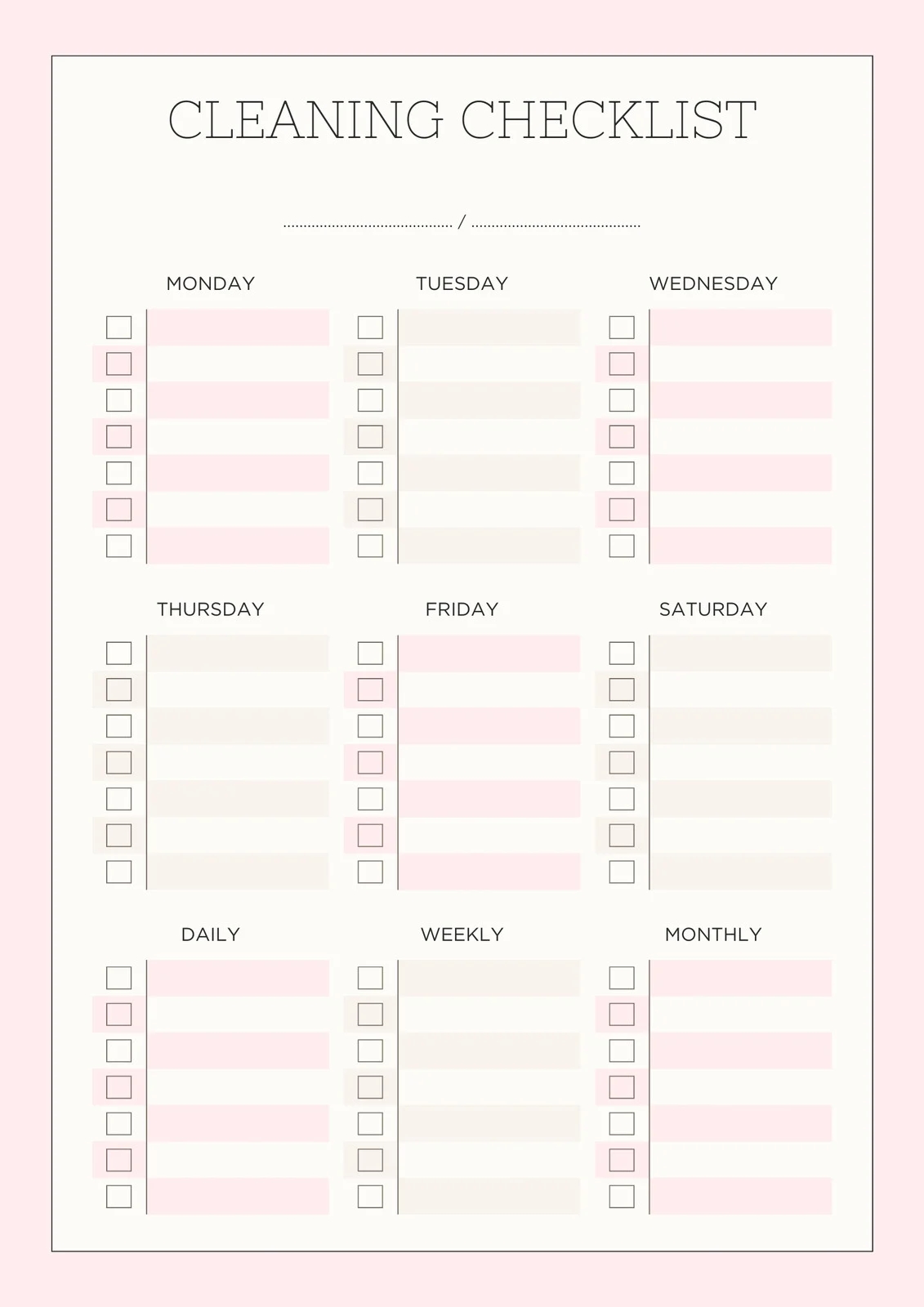 Free Printable Cleaning Checklist Templates Canva Free Printable Cleaning Checklist Templates Canva