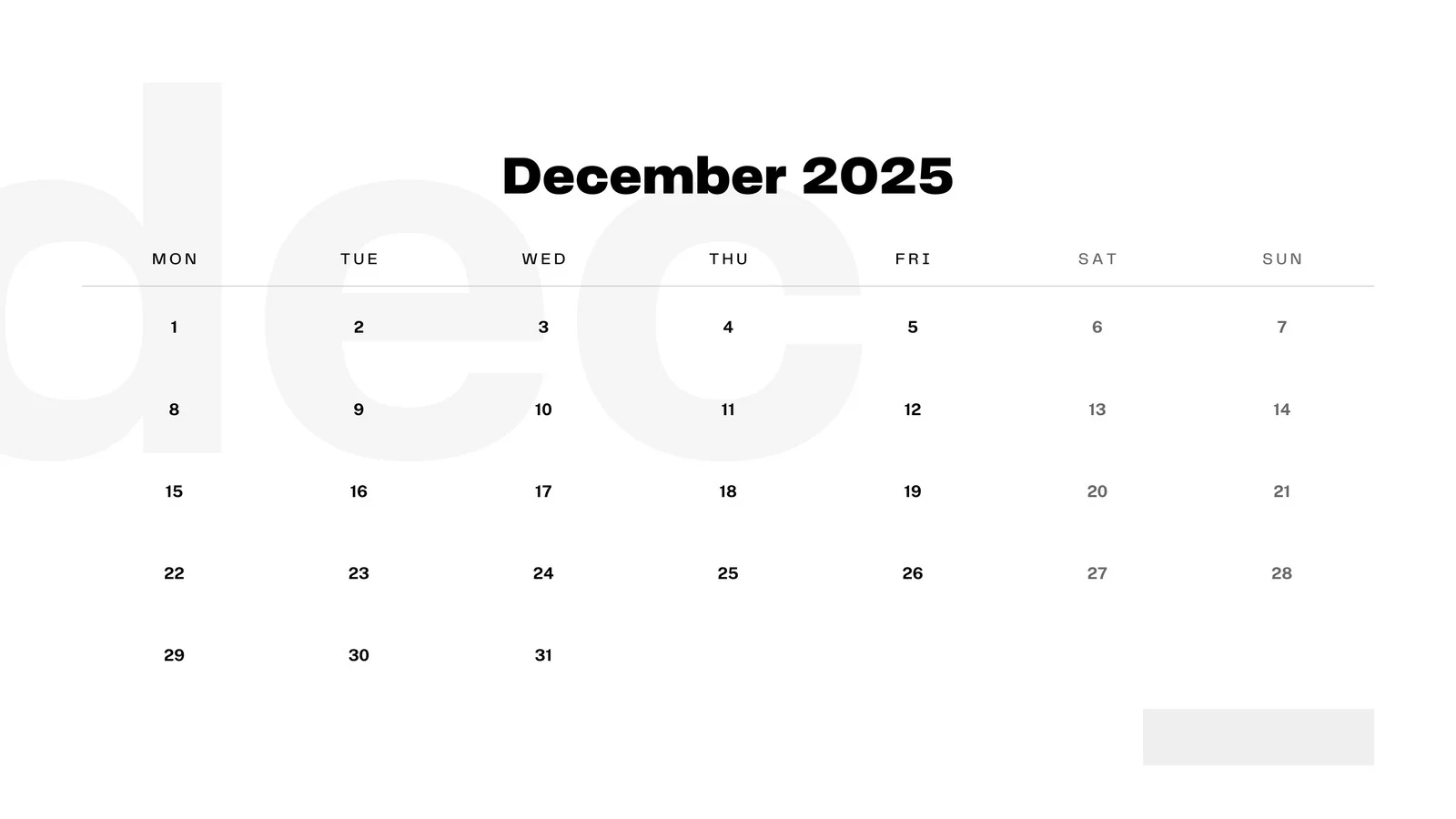 December 2025 Calendar Template Printable December 2025 Calendar Template Printable
