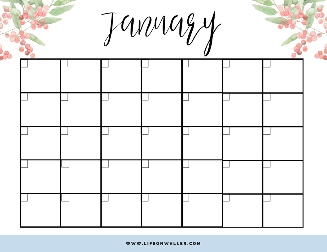 free printable fill in floral calendar