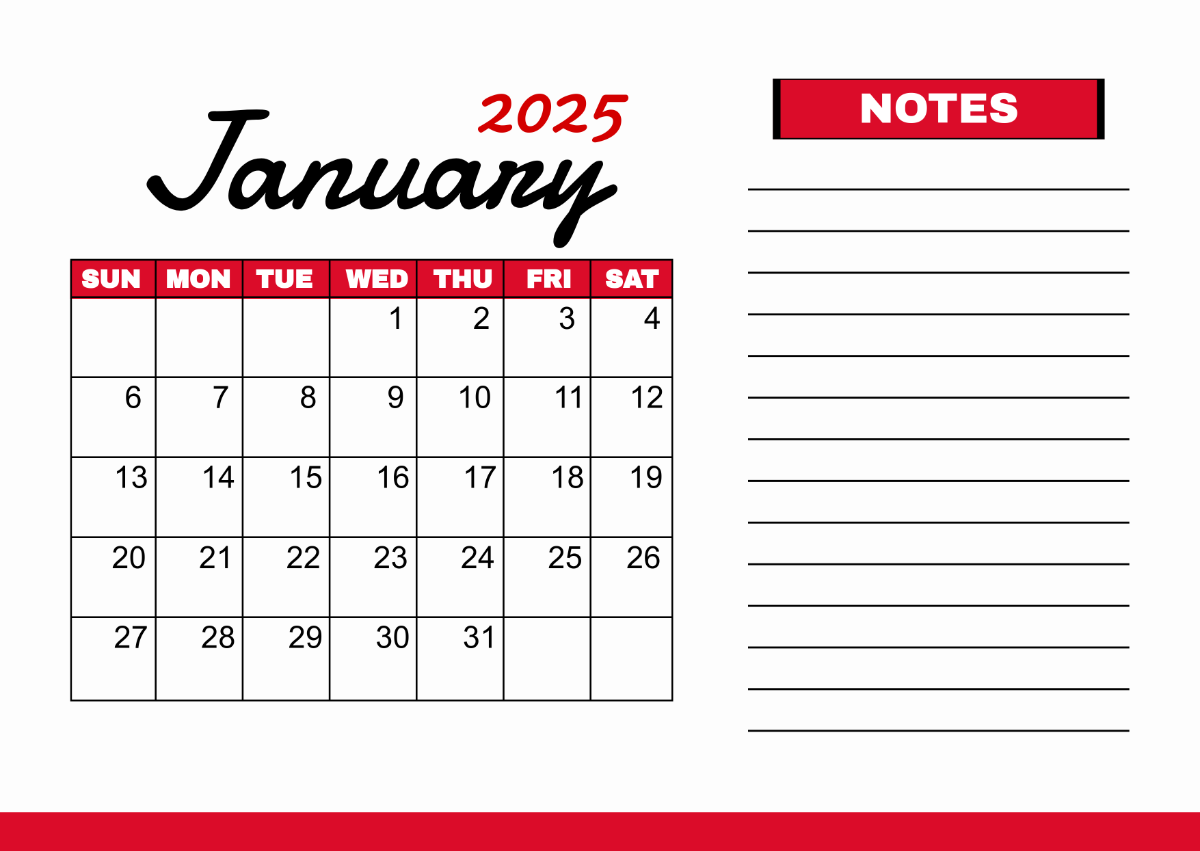 free printable january 2025 calendar template to edit online