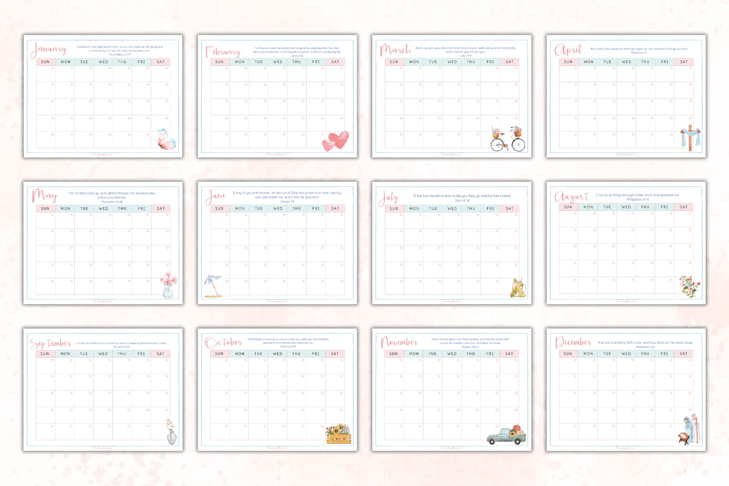 Free Printable Calendar With Bible Verses 2025