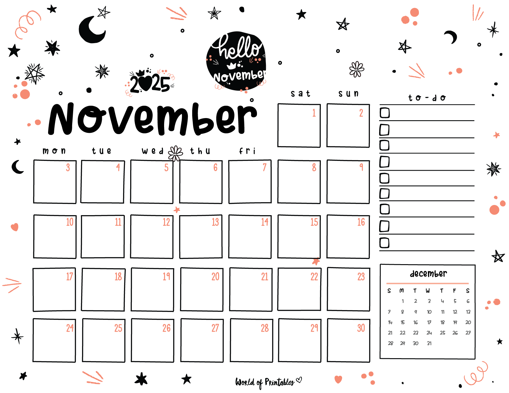Free Printable November 2025 Planners World Of Printables Free Printable November 2025 Planners World Of Printables