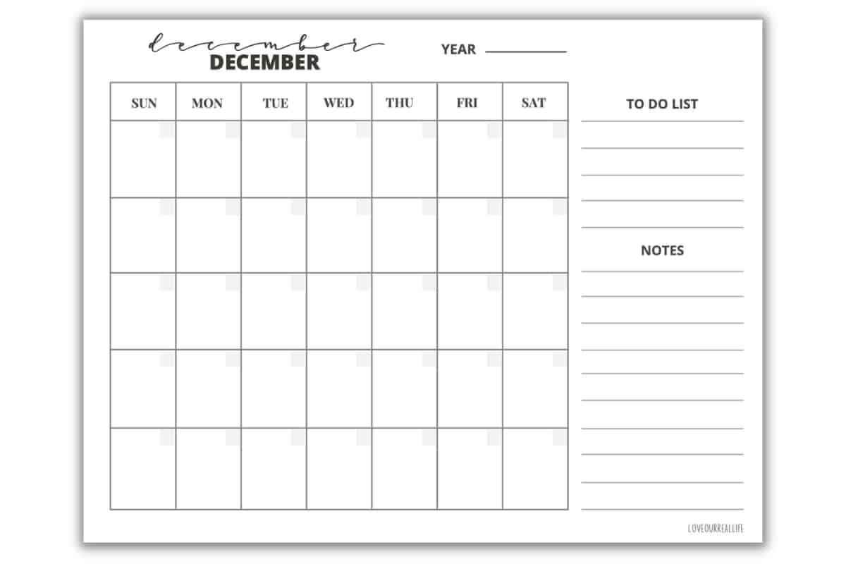 FREE Printable November U0026 December Calendar Templates 2024 