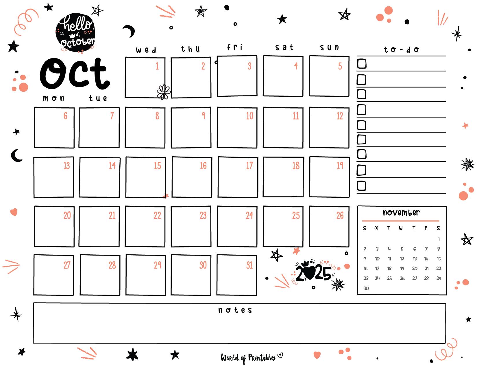 Free Printable October 2025 Planners World Of Printables Free Printable October 2025 Planners World Of Printables