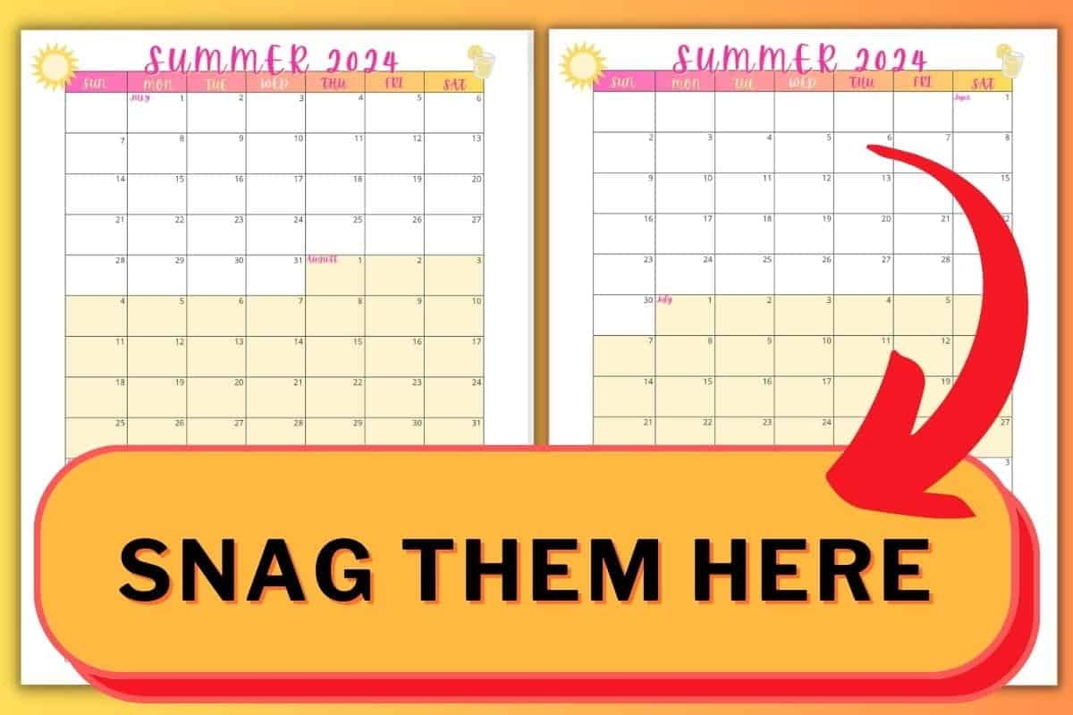 Printable Summer Calendar