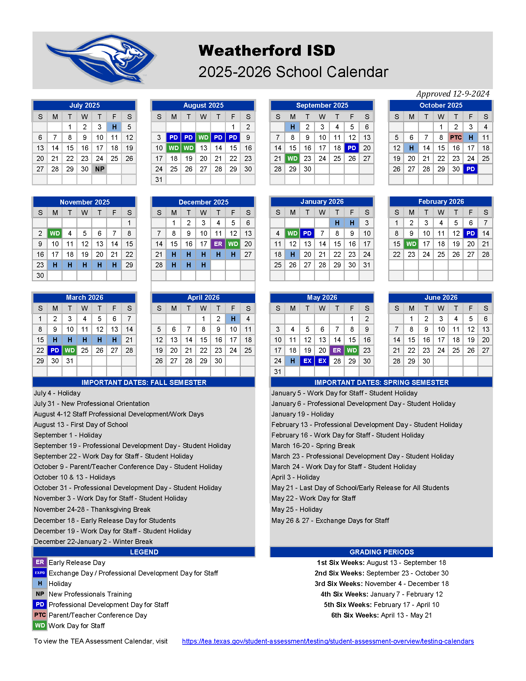 Home Calendars Weatherford Independent School District