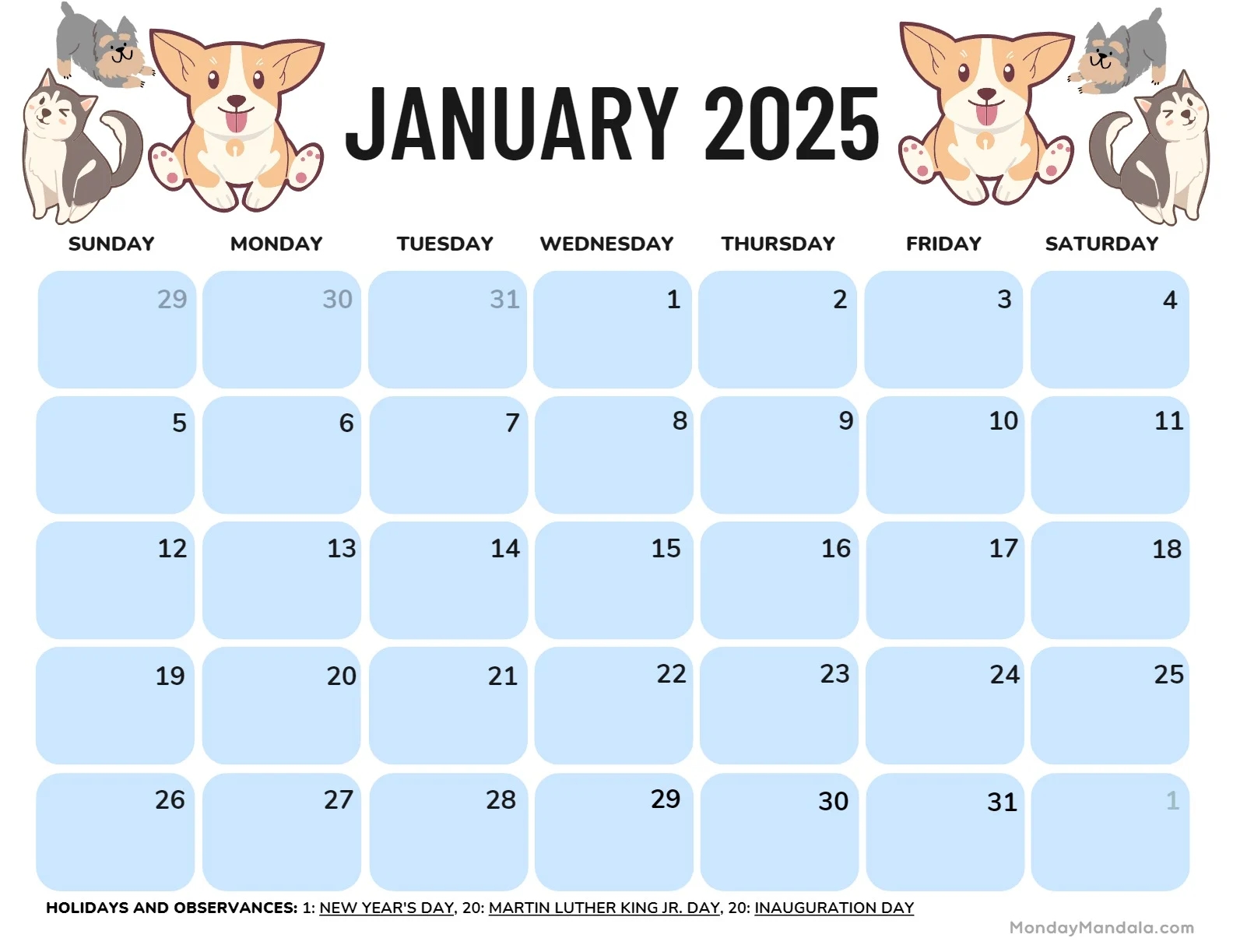 January 2025 Calendar 52 Free PDF Printables 