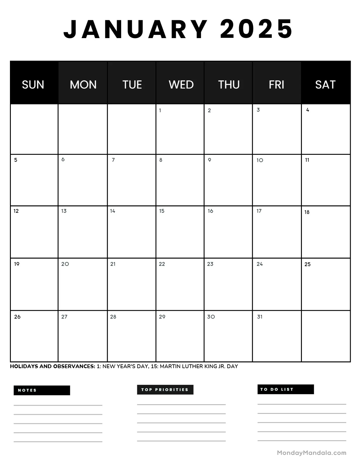 Printable Monthly Calendar 2025 Coloring Printable Monthly Calendar 2025 Coloring