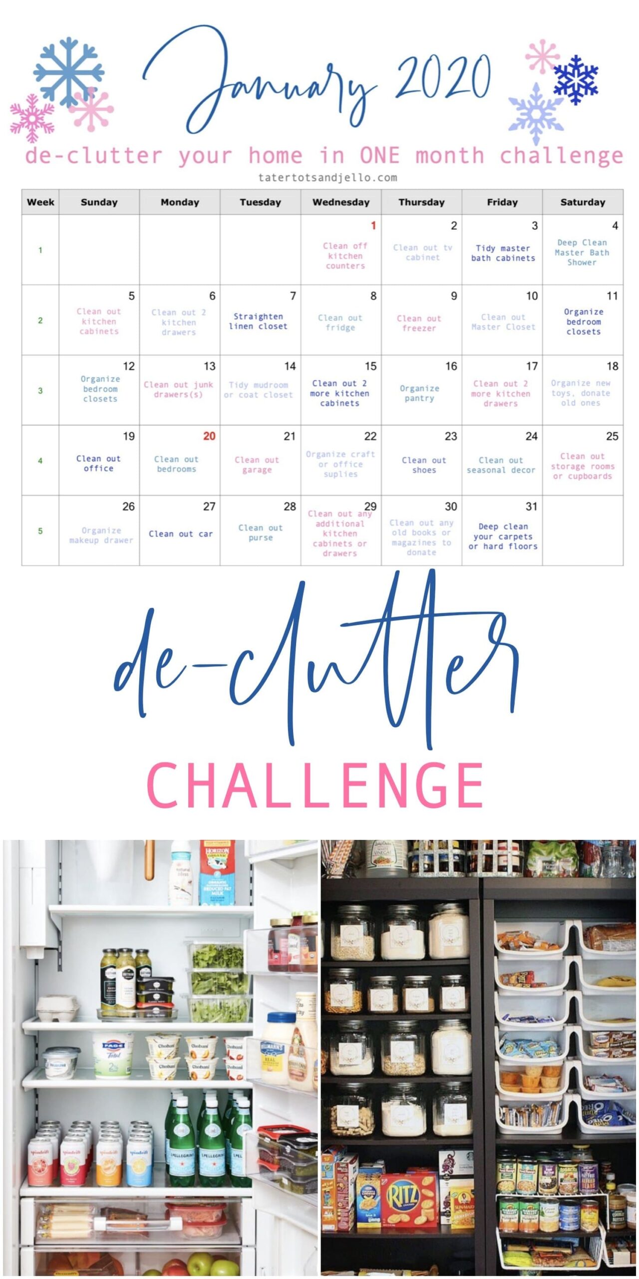 January Declutter Organization Challenge With Printable Calendar