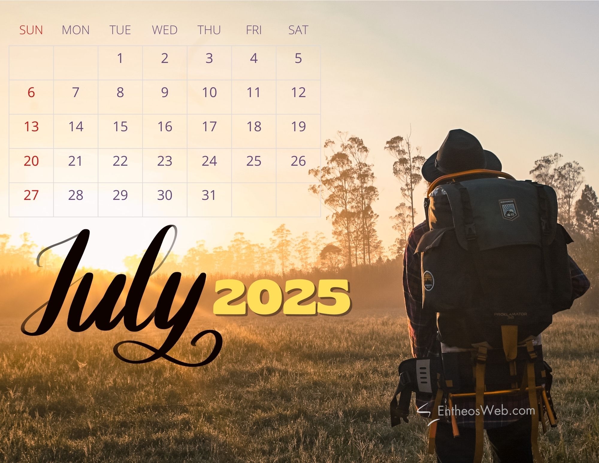 July 2025 Calendar Printables EntheosWeb