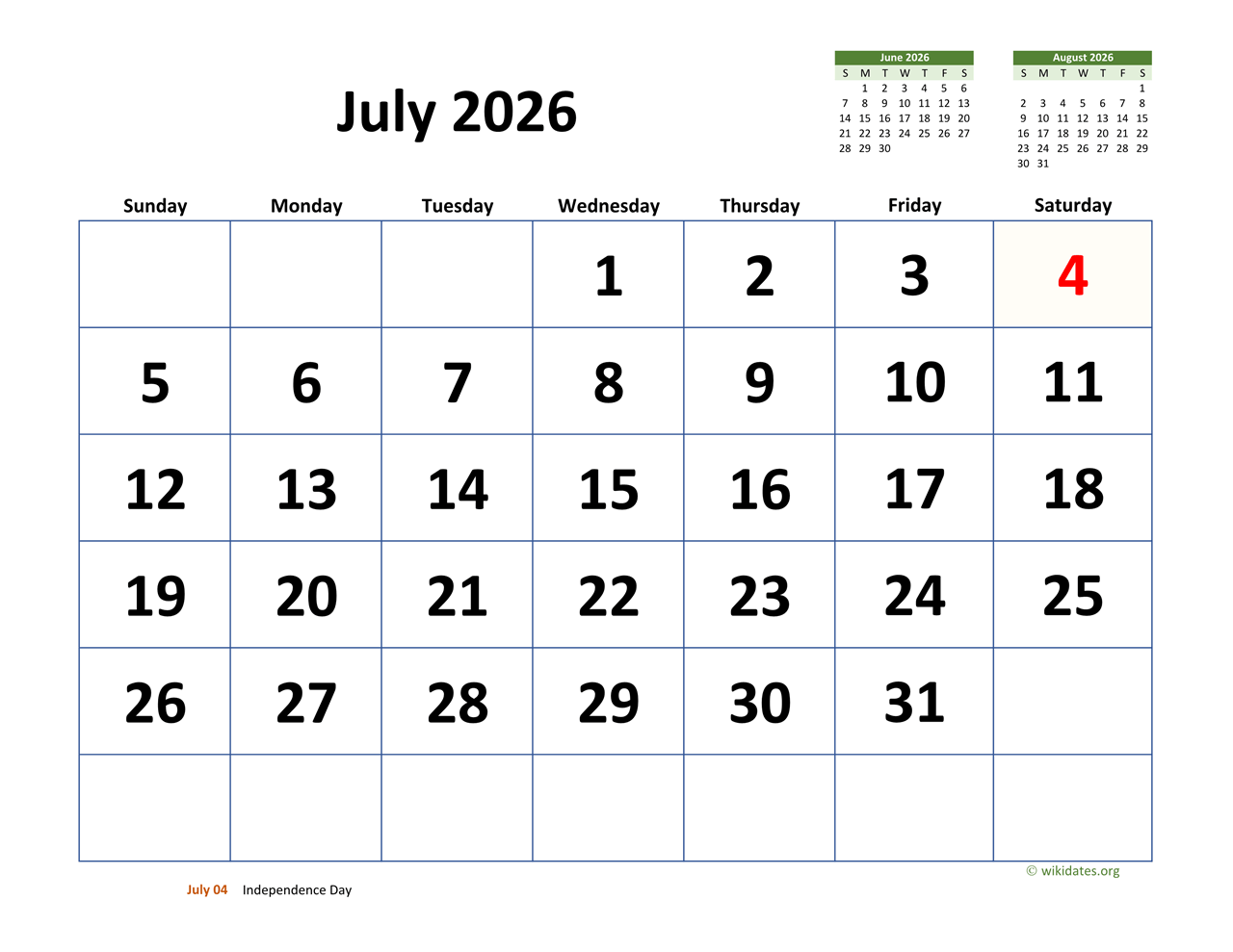 Calendar 2026 Calendar July 2026 Printable Calendar 2026 Calendar July 2026 Printable