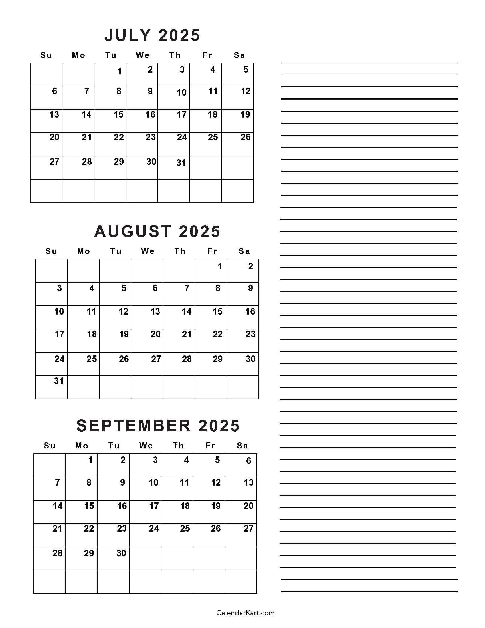July To September 2025 Calendar Q3 CalendarKart July To September 2025 Calendar Q3 CalendarKart