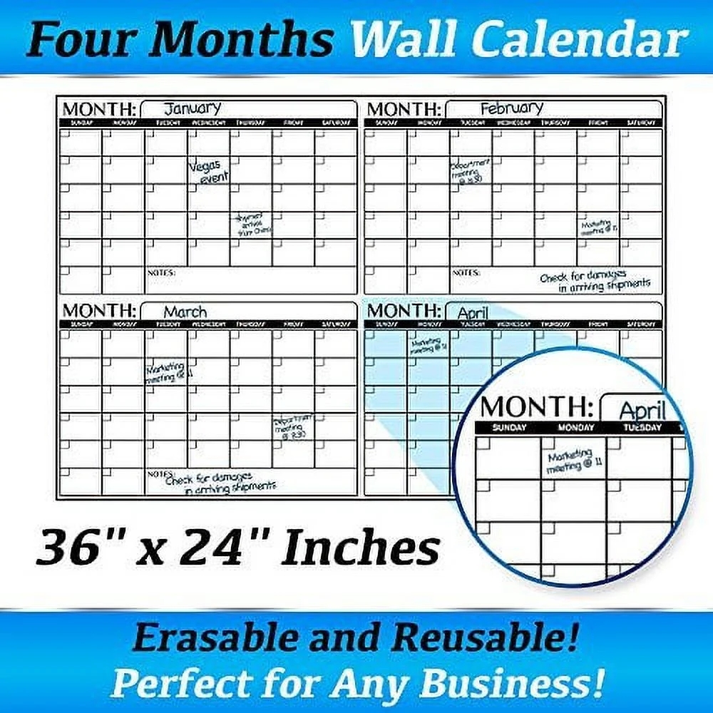 Four Month Calendar Printable Four Month Calendar Printable