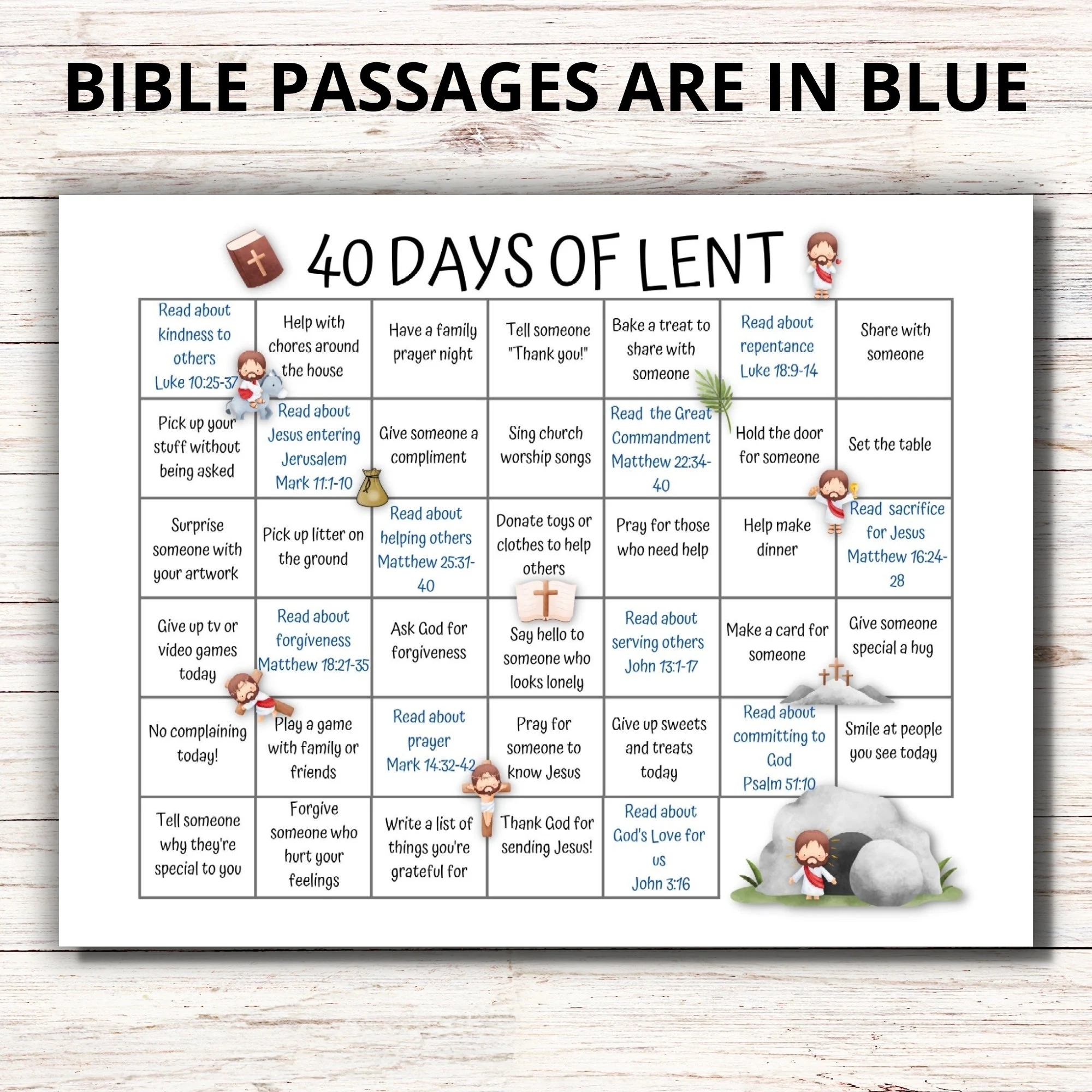 Kids 40 Days Lenten Calendar 2025 Lent Activity Calendar For Kids Ash Wednesday Bible Study Catholic Lent Family Activities Etsy