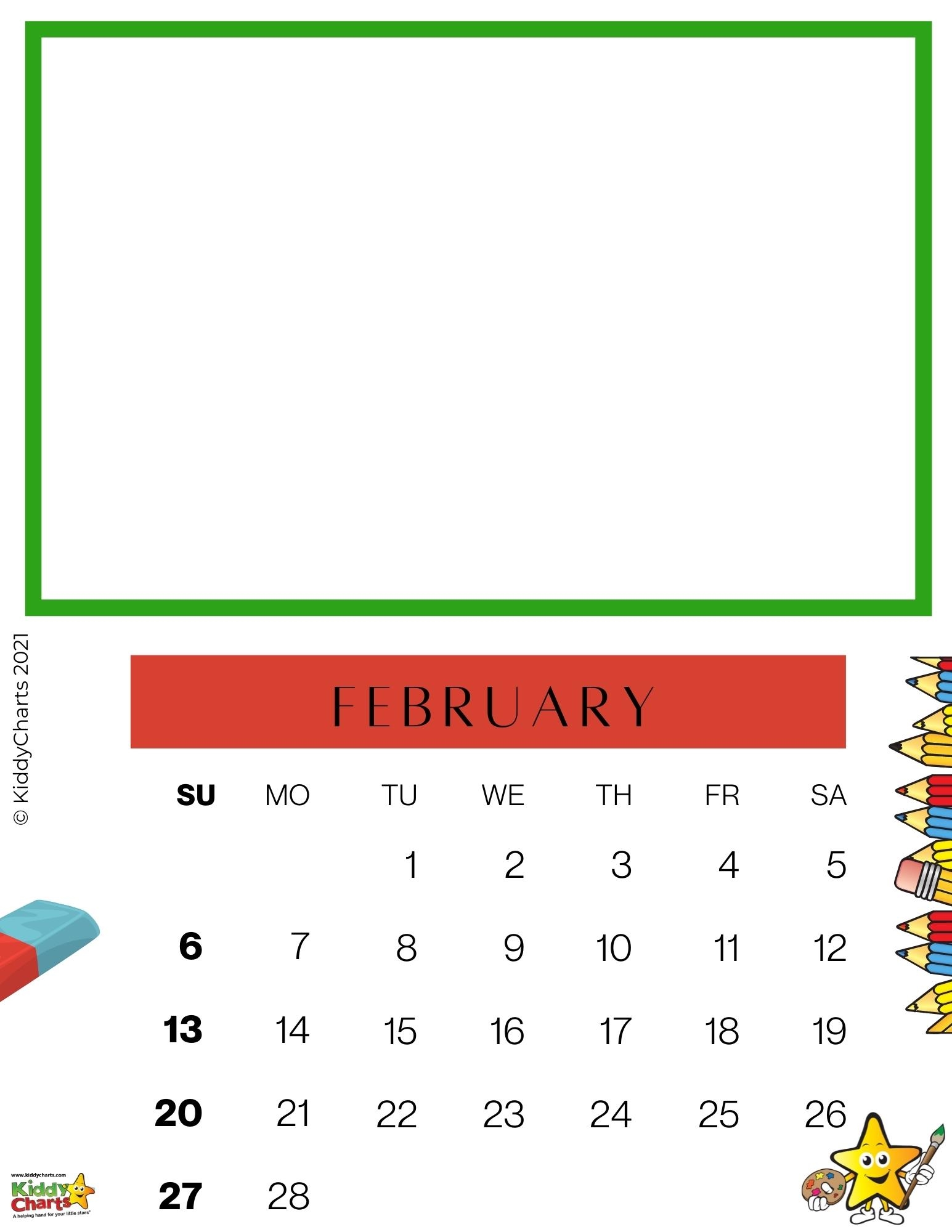 Kids Printable Calendar 2022 Make Your Own Calendar KiddyCharts Shop