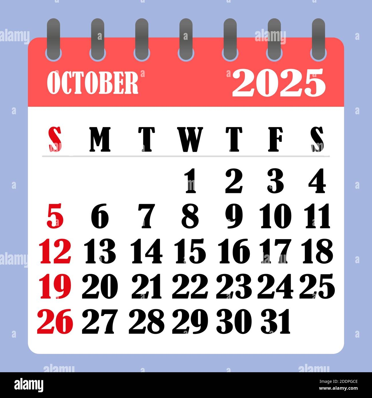 Blank Printable October 2025 Calendar