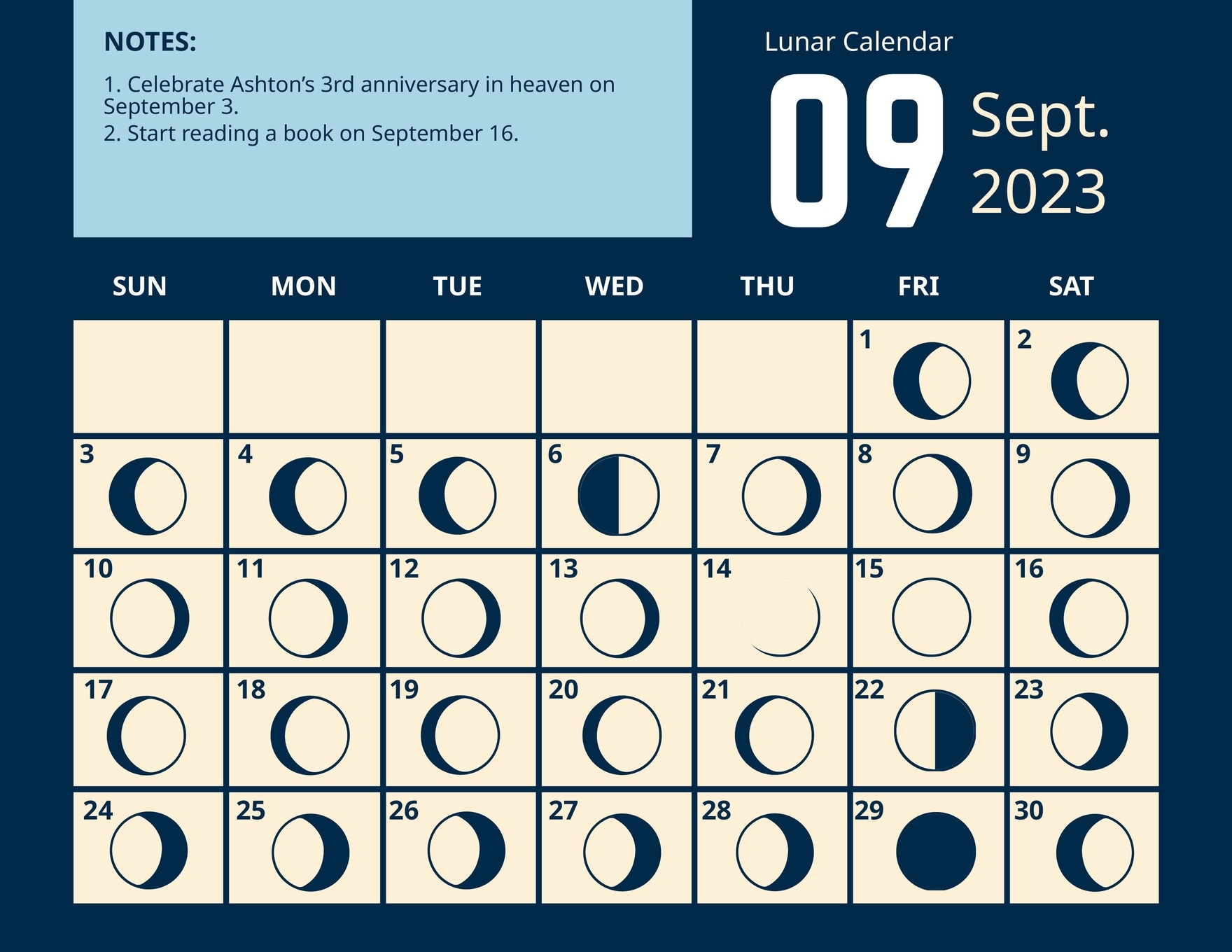 Lunar Calendar September 2024 In EPS Illustrator JPG Word SVG Download Template