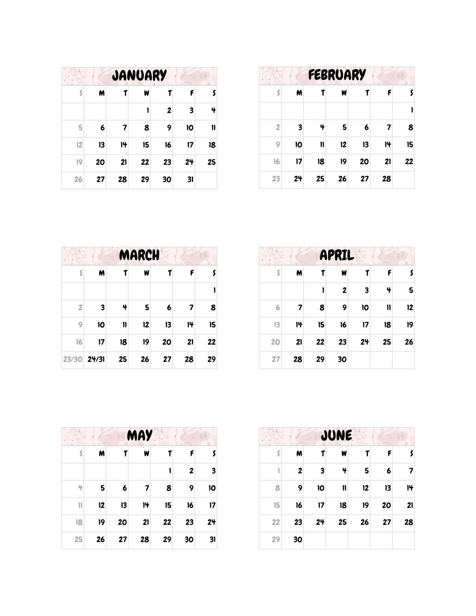 Printable Small 2025 Calendar