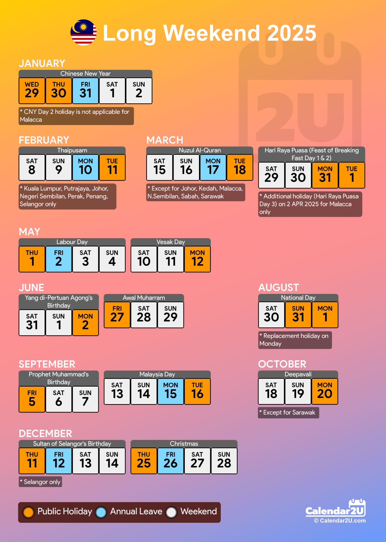 Calendar 2025 Printable With Holidays Malaysia