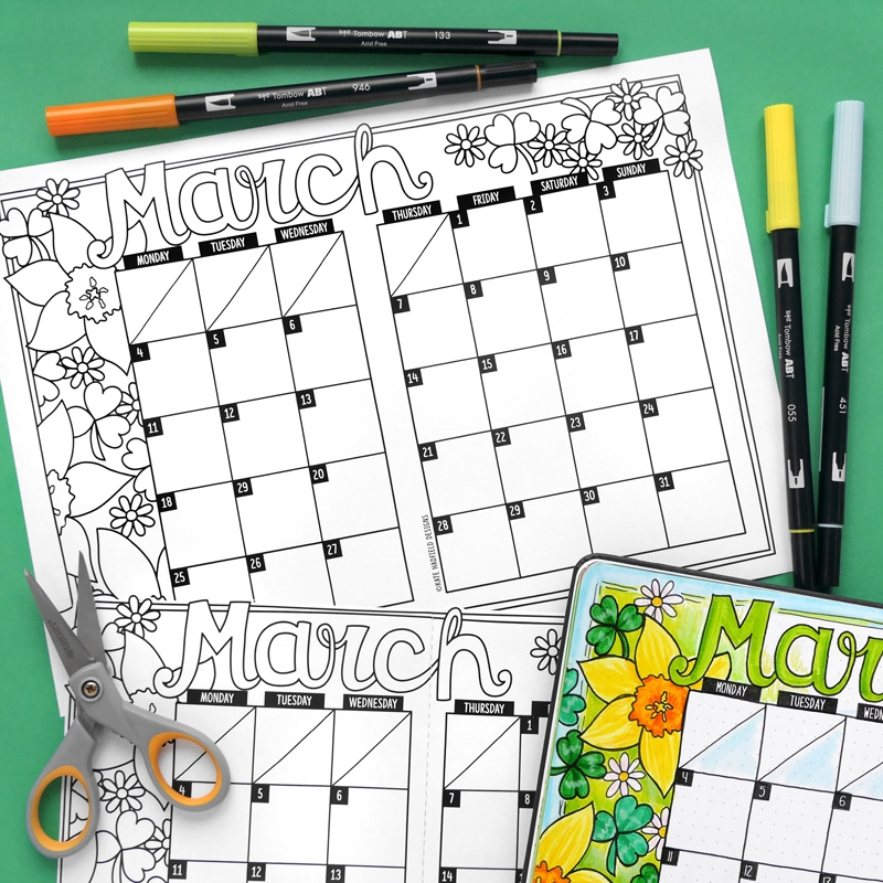 March 2024 Calendar Printable Kate Hadfield Designs