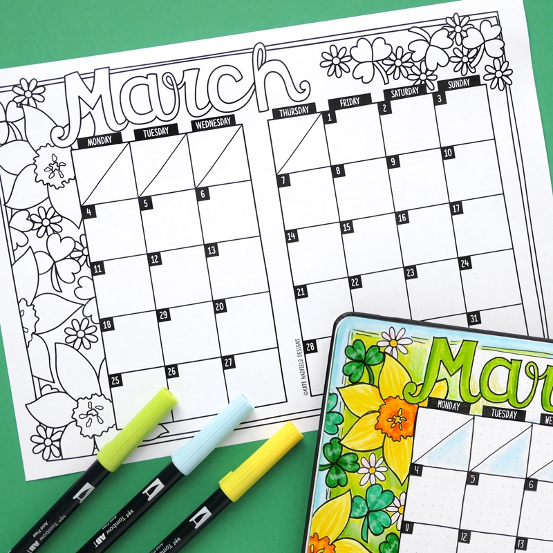 March 2024 Calendar Printable Kate Hadfield Designs