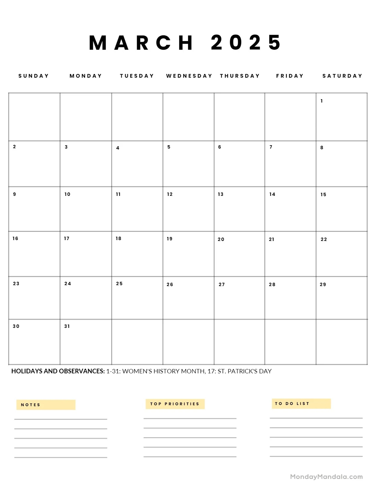 March 2025 Calendar 52 Free PDF Printables March 2025 Calendar 52 Free PDF Printables