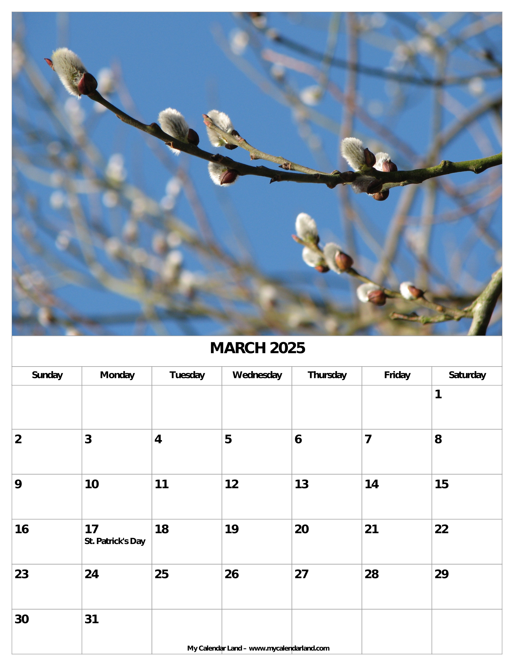 March 2025 Calendar My Calendar Land