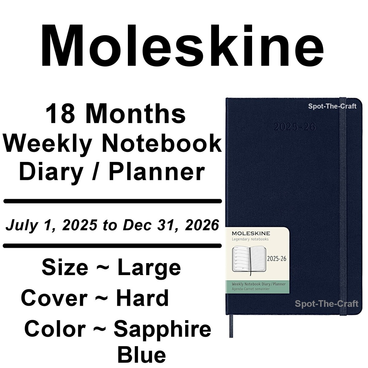 Moleskine Planner 18 Months 2025 To 2026 Weekly Notebook Diary Large Hard EBay