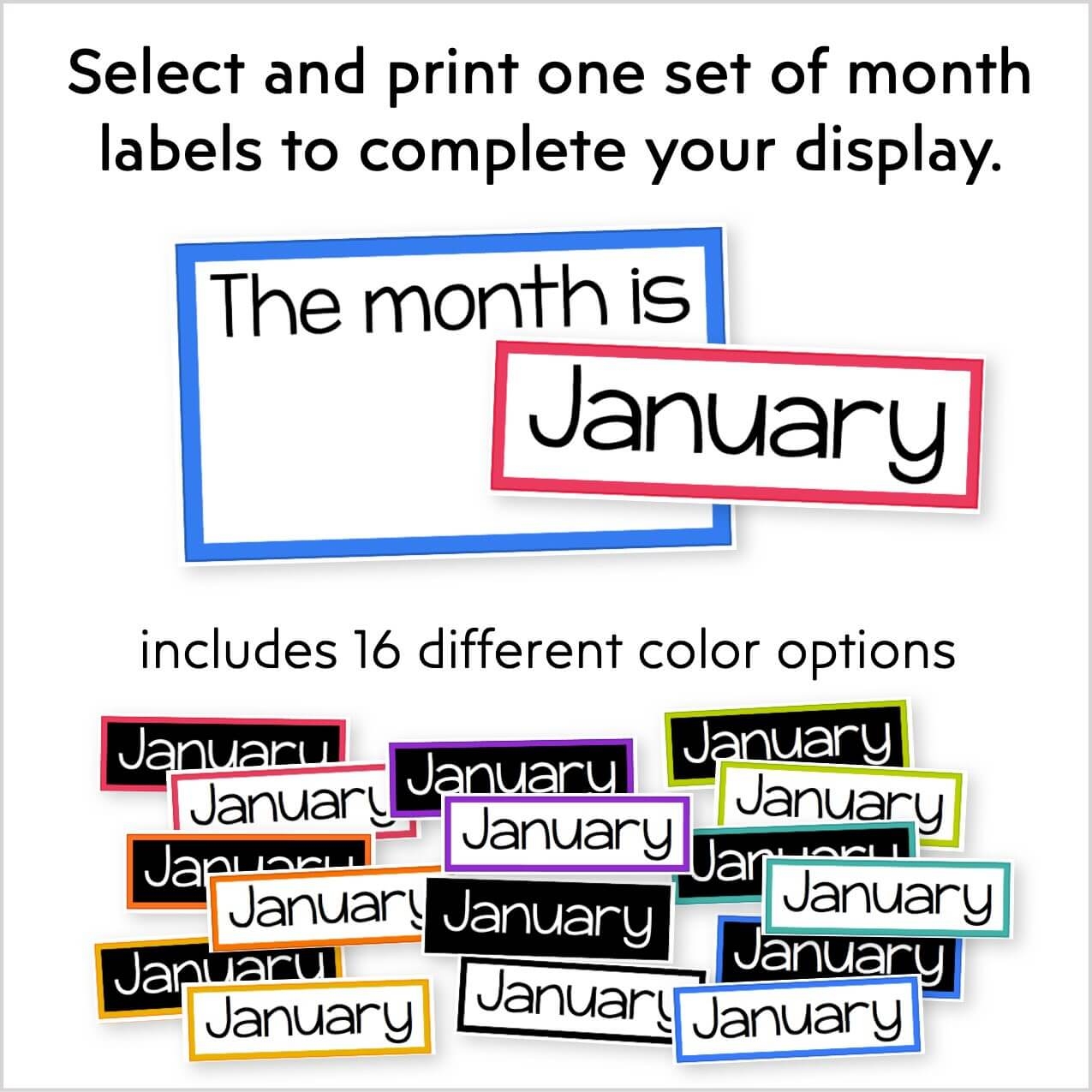 Months Of The Year Calendar Labels Kinder Craze
