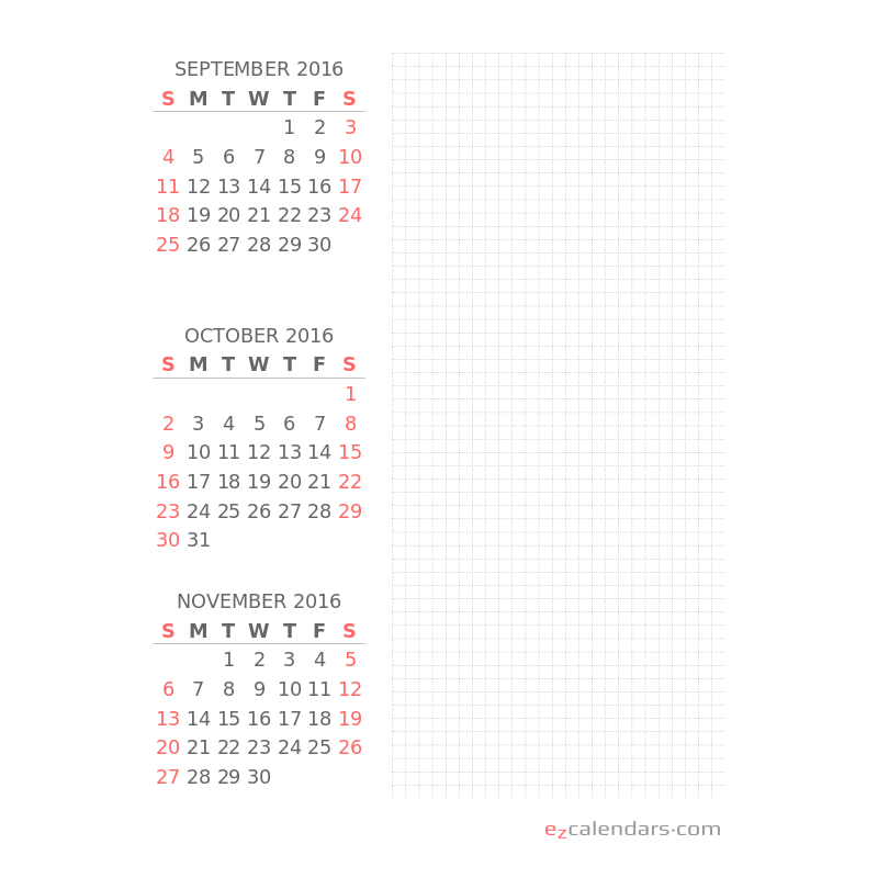 Multi Month Calendars EzCalendars