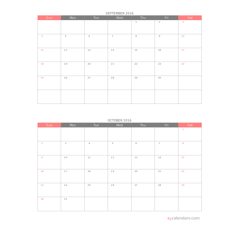 Multi Month Calendars EzCalendars