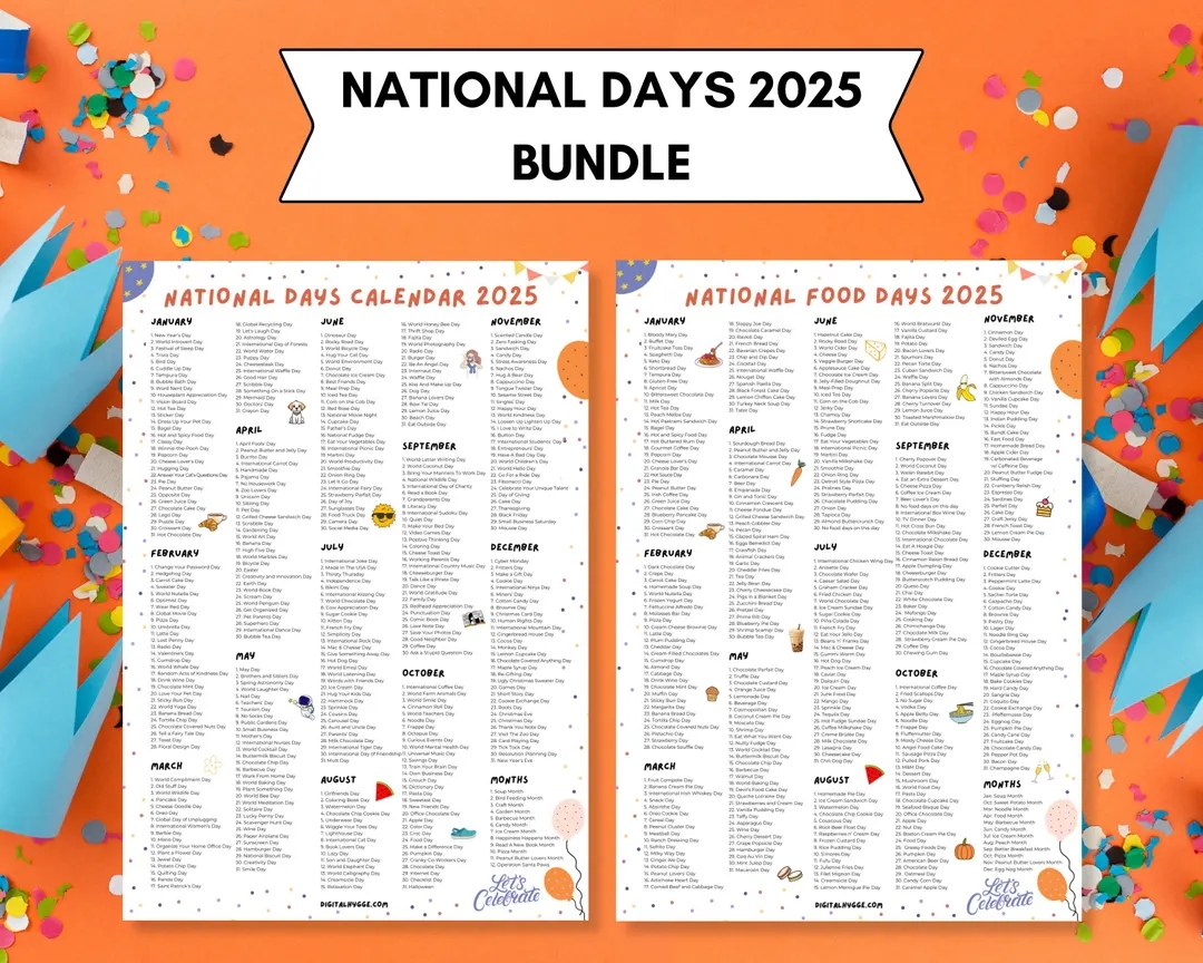 National Days Calendar Printable 2024 2025 National Holidays 