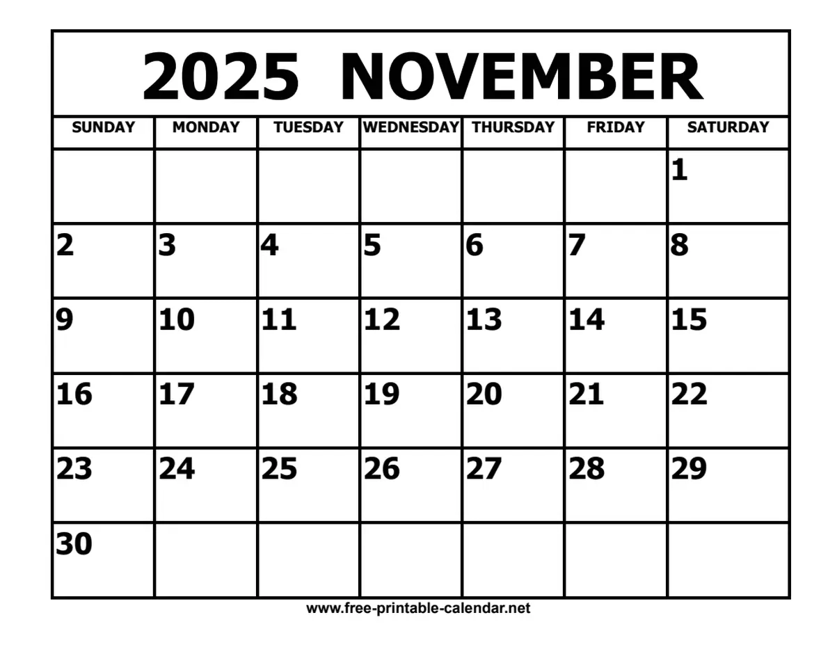 National Day Calendar Printable 2025