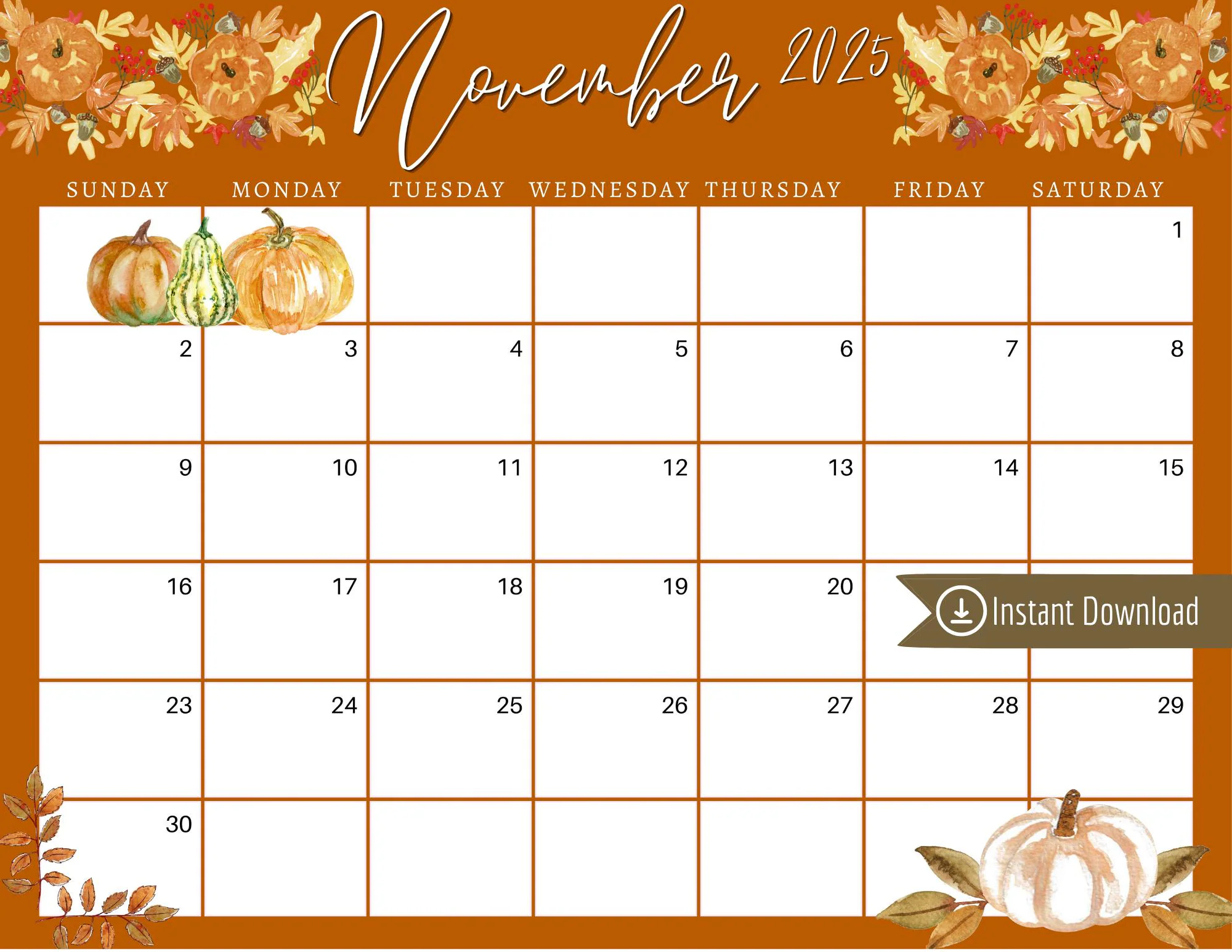 Printable 2025 Calendar November