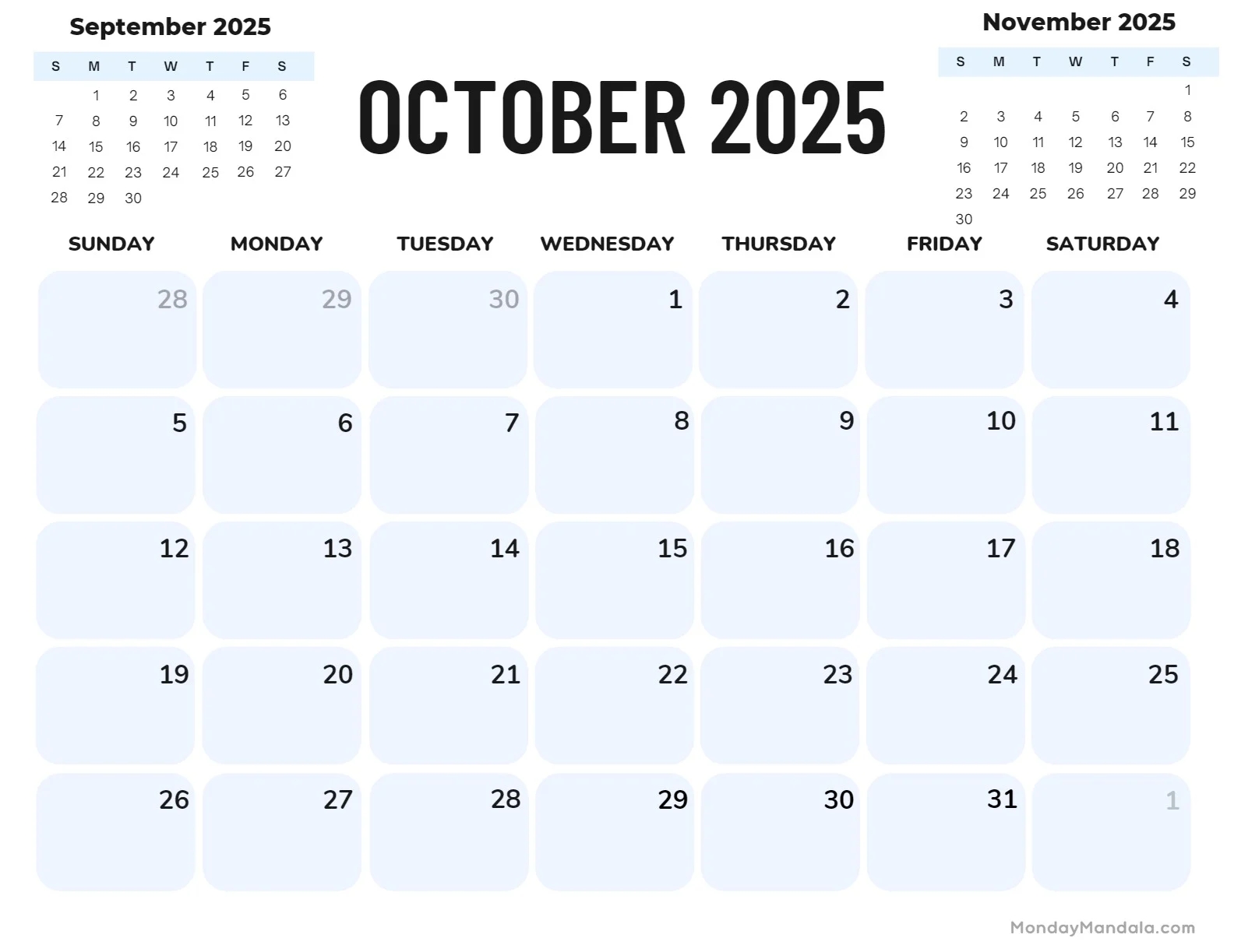 October 2025 Calendar 52 Free PDF Printables October 2025 Calendar 52 Free PDF Printables